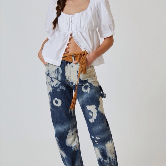 Anthropologie White Button-Up Blouse with Puff Sleeves - Picture 4 of 4